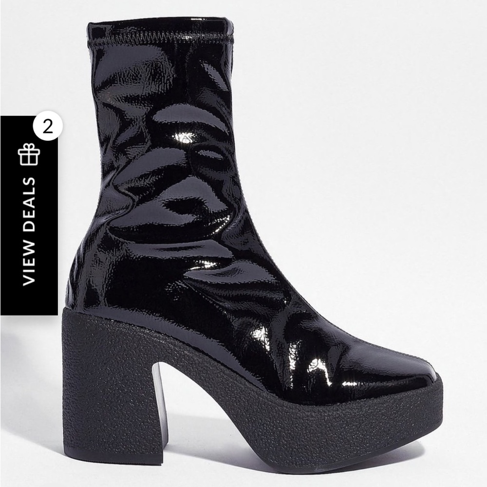 Faux Leather Patent Shiny Platform Boots Nasty Gal 10